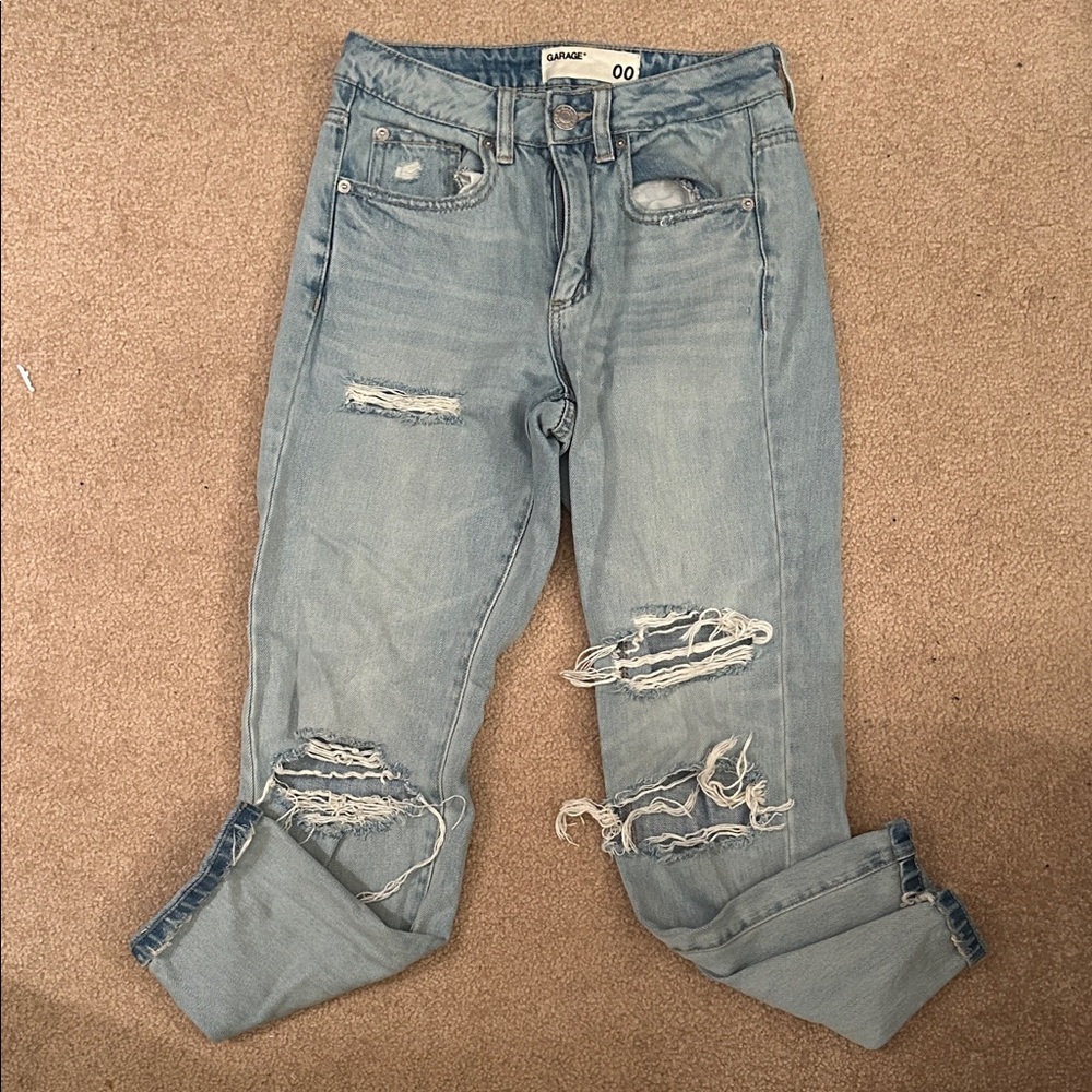 Garage Light Blue Distressed Boyfriend Jeans